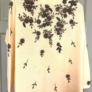 Talbots Holiday Beaded Floral Sweater - Misses Large